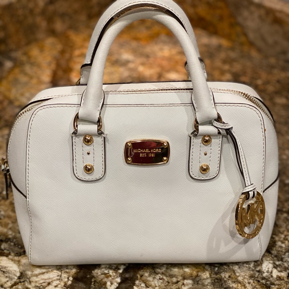 Michael Kors small satchel white leather